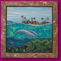 Dolphins Swimming Image of Fabric Art