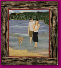 Summer at Bass Lake Scene in Fabric Art