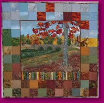 Quilted Scene of Burnside Bridge Fabric Art Quilting Textile