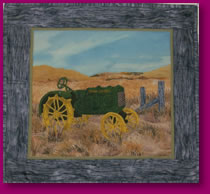 Nothing Runs Like A Deere Scene of John Deere Tractor in Quilted Fabric Art