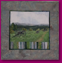Silent Sentinels Civil War Old Cannons Scene in Fabric Art Quilt