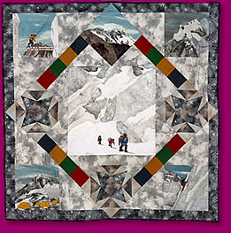 Mount Everest Quilted Fabric Art Wall Hanging